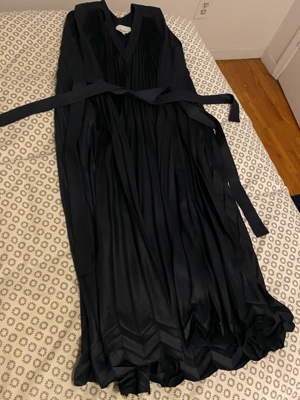 3.1 Phillip Lim 3-Tier Sleeveless V-Neck Pleated Dress in Navy